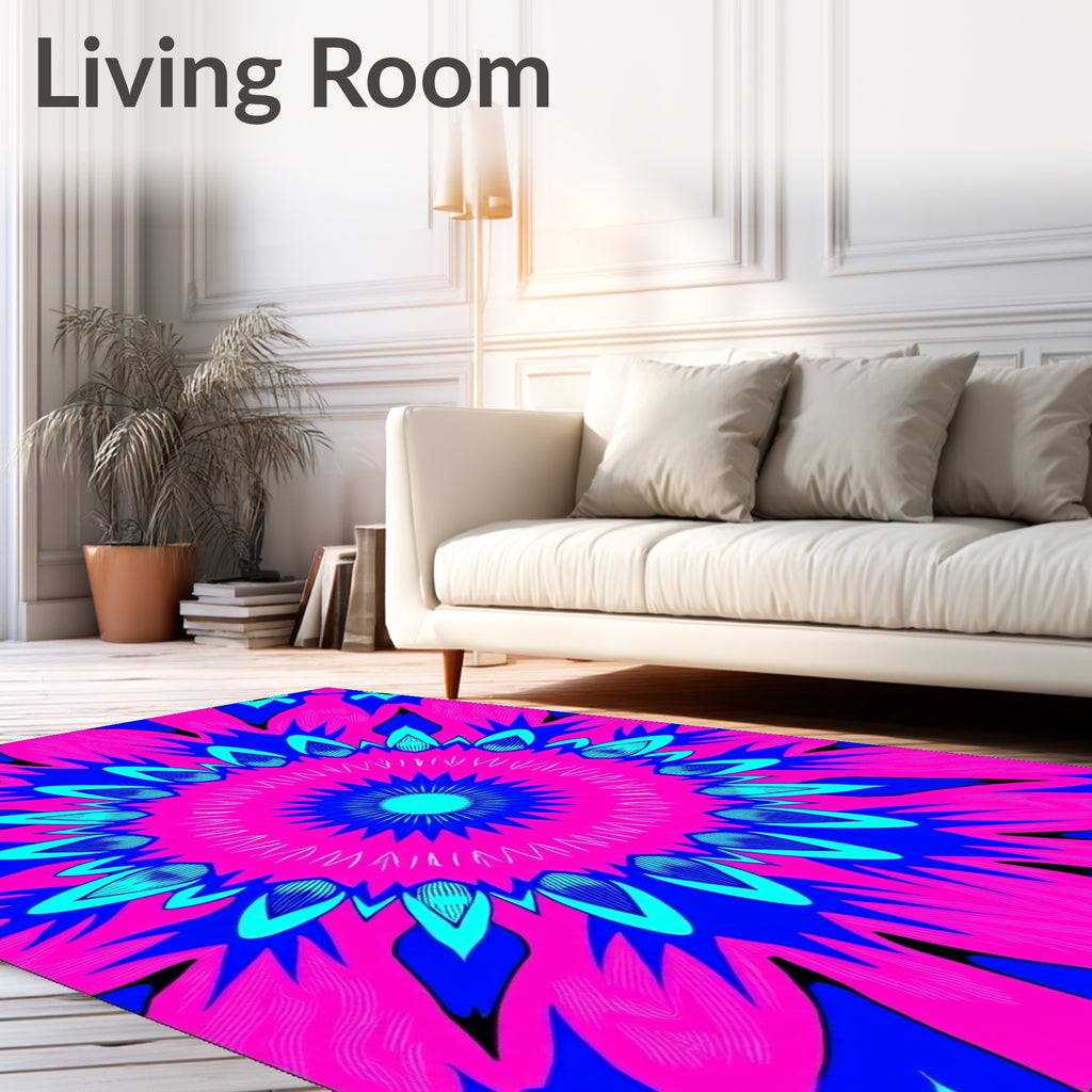 Vibrant Neon Floral Burst Rug