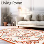 Orange Gray Medallion Arabesque Filigree Rug