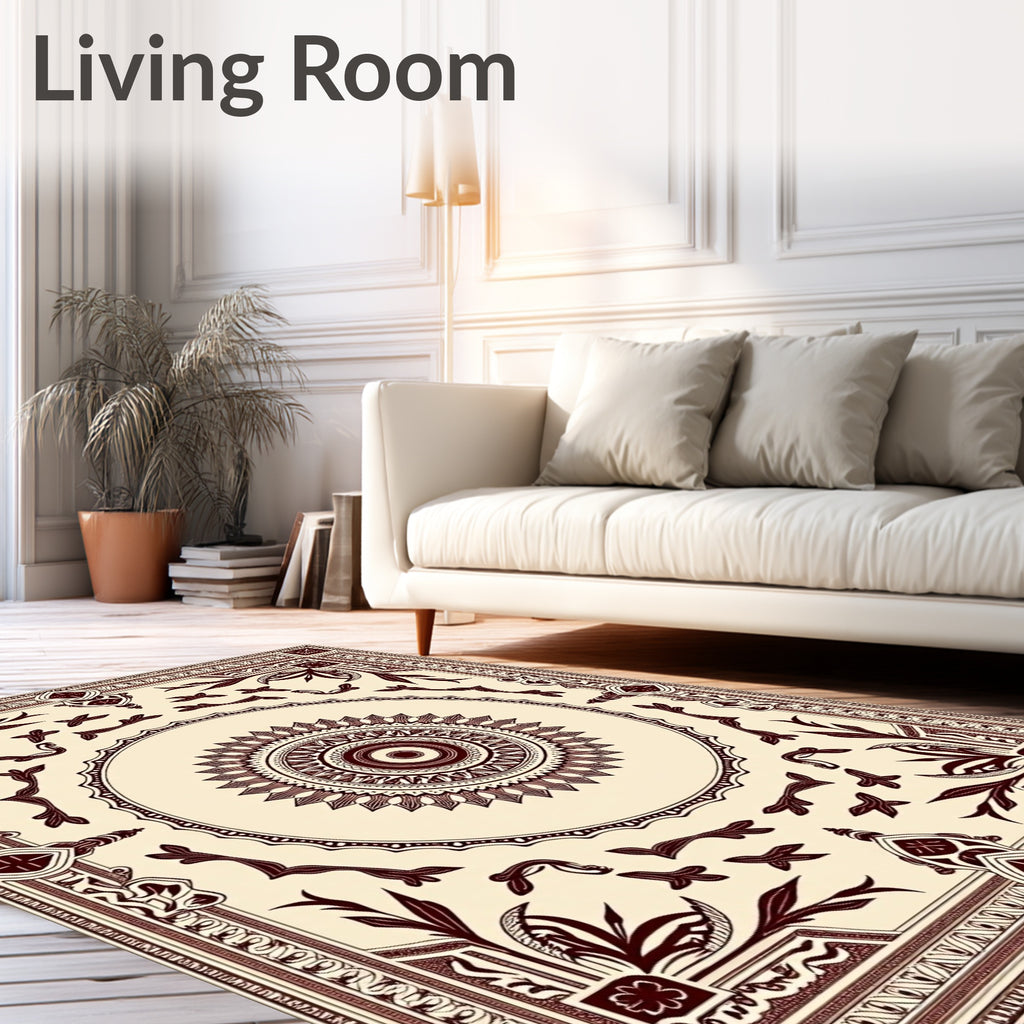 Deep Burgundy Classic Floral Medallion Rug