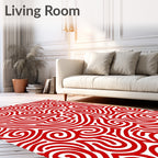 Crimson Swirl Abstract Lines Rug