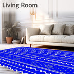 Bright Blue Vertical Stripe Collage Rug