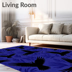 Midnight Blue Raven Floral Repeat Rug