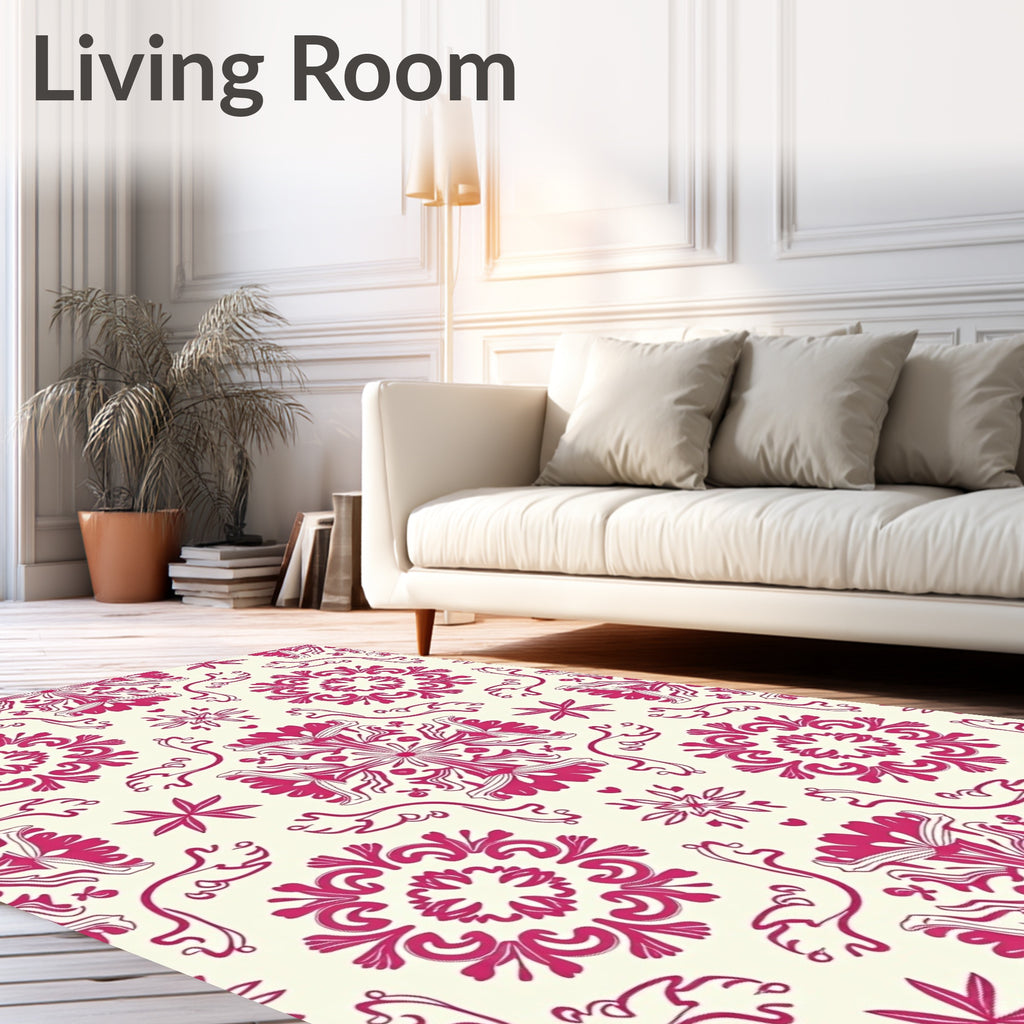 Crimson Floral Medallion Ornament Rug