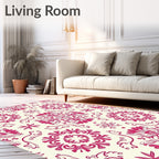 Crimson Floral Medallion Ornament Rug
