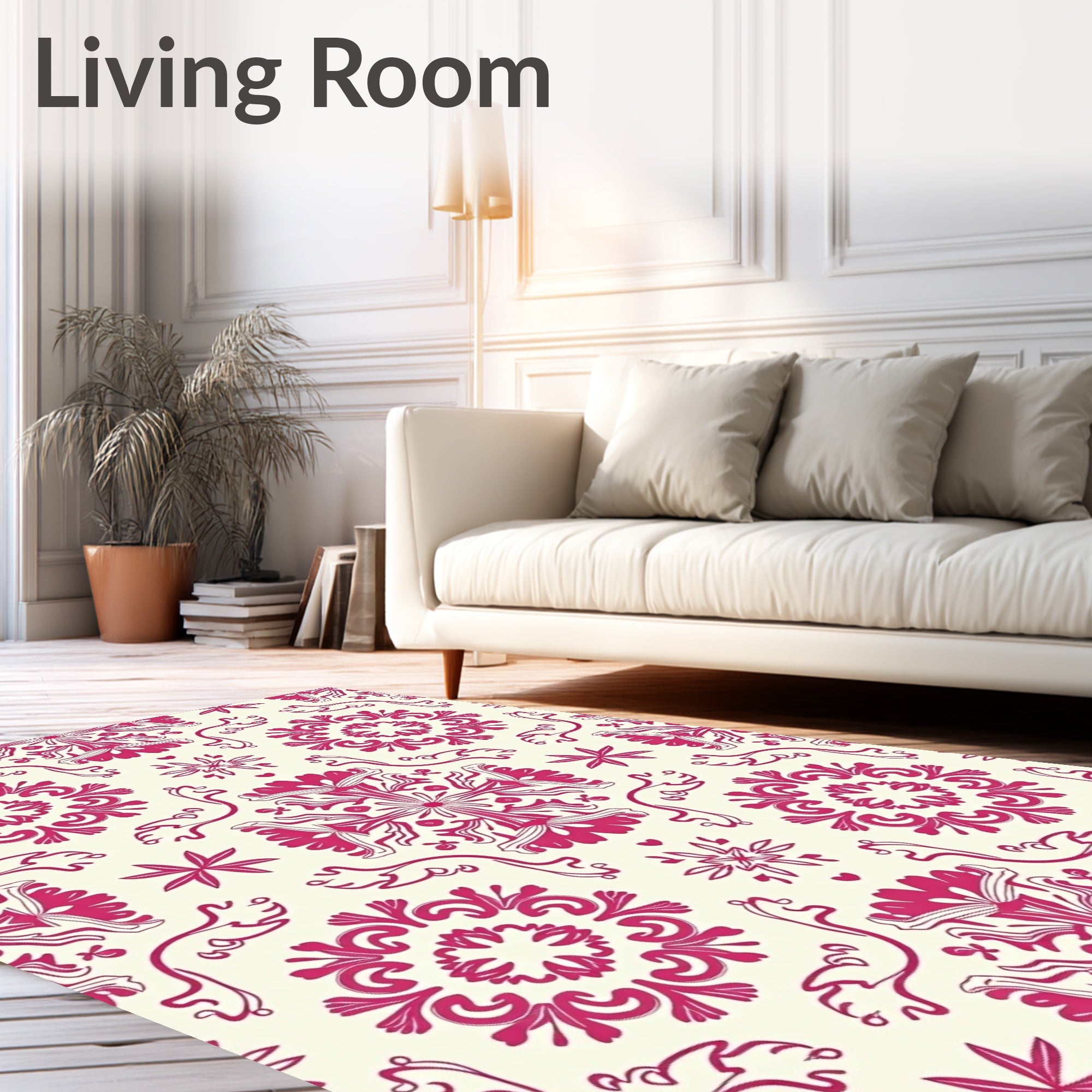Crimson Floral Medallion Ornament Rug