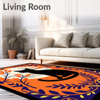 Black Cat Moon Orange Botanical Rug