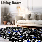 Bold Cobalt Black Mandala Bloom Rug