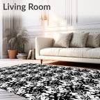 Bold Black Abstract Floral Repeat Rug