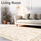 Cream and Gold Ornate Scroll Rug