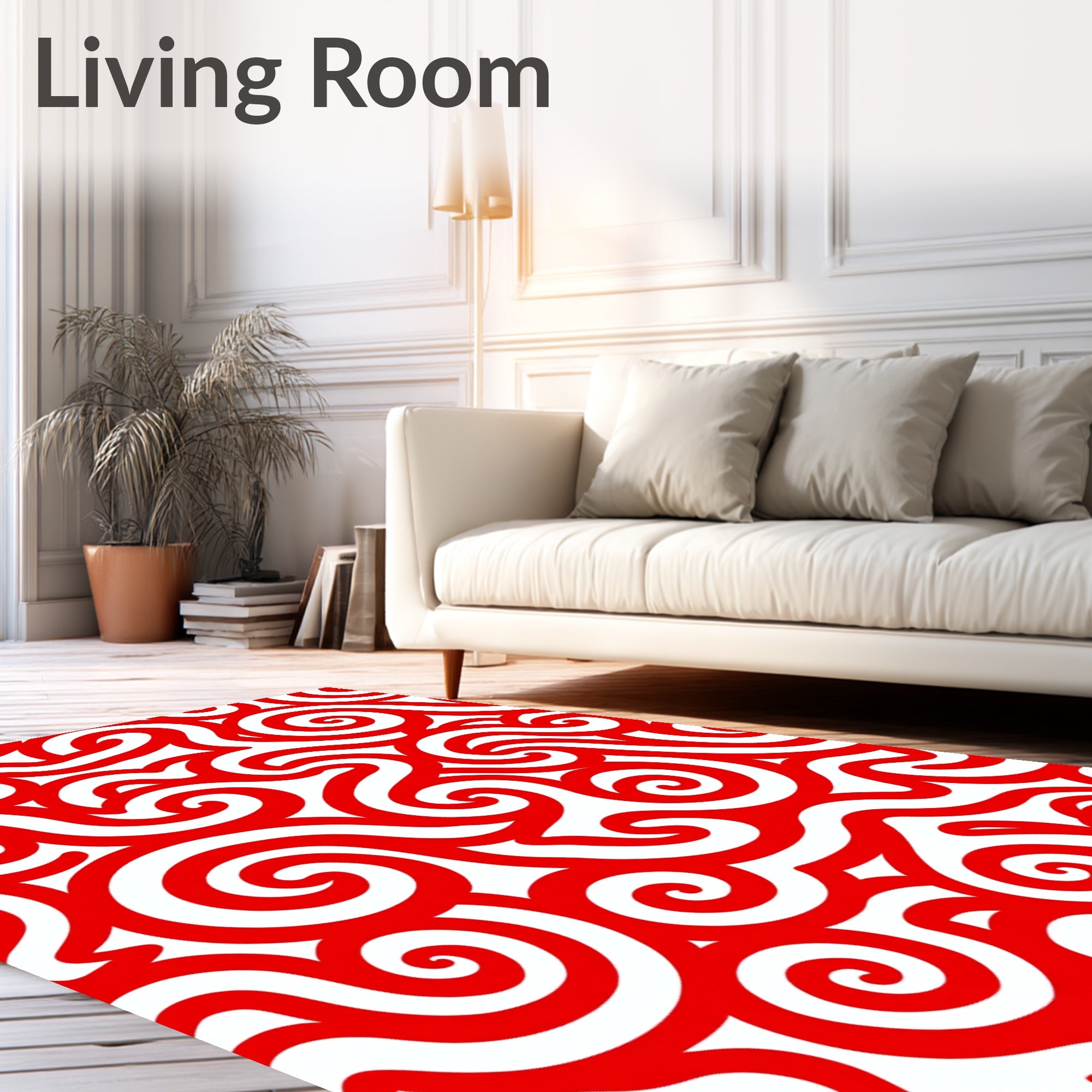 Bold Red Swirl Ribbon Weave Rug