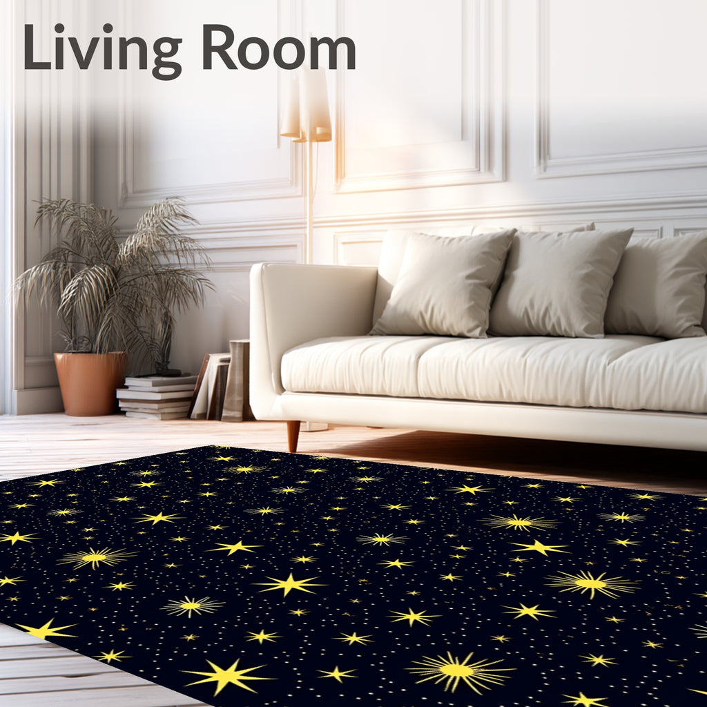 Golden Starry Night Galaxy Rug