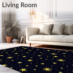 Golden Starry Night Galaxy Rug