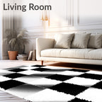 Monochrome Checkerboard Square Gradient Rug