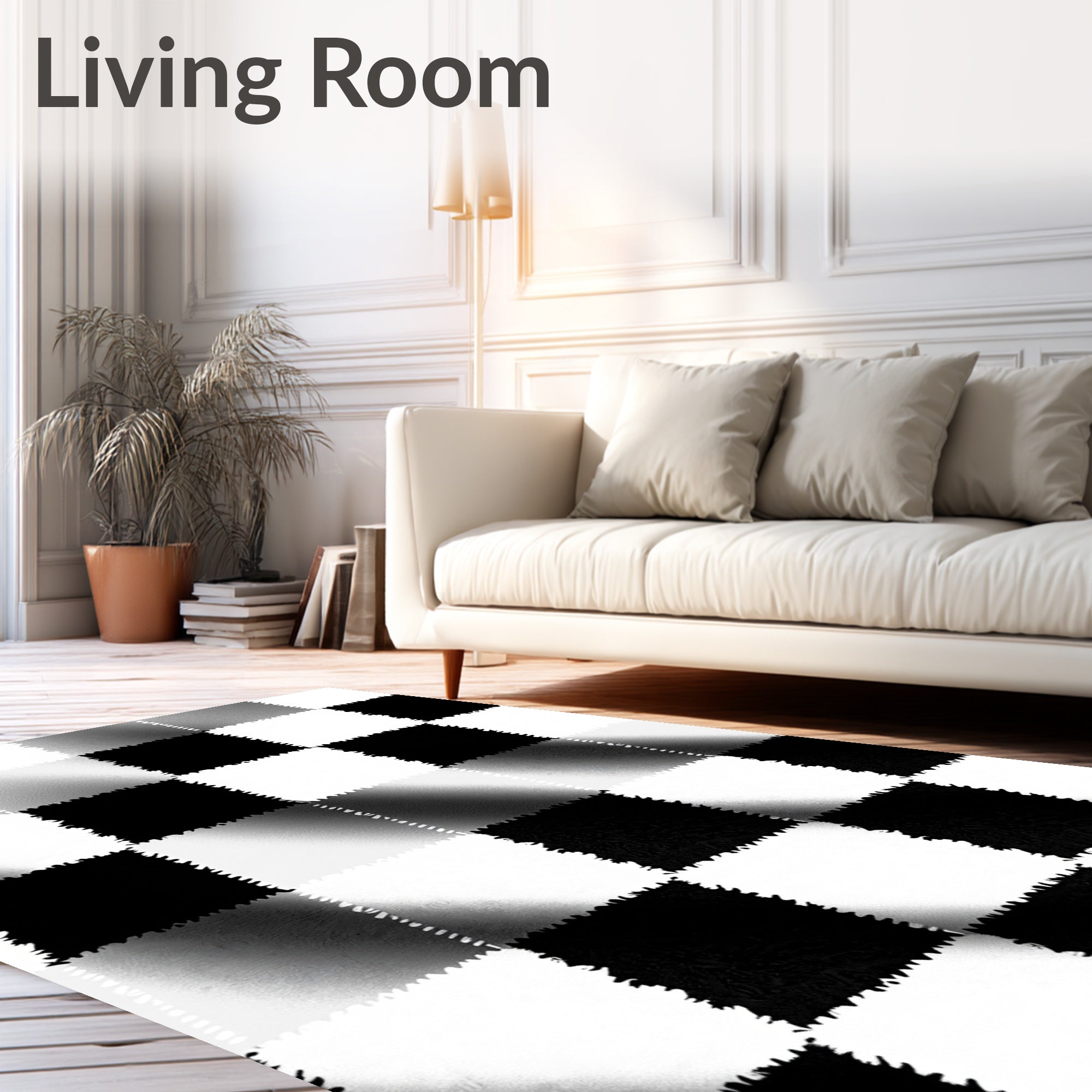 Monochrome Checkerboard Square Gradient Rug