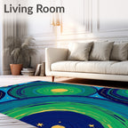 Vibrant Teal Swirl Galaxy Rug