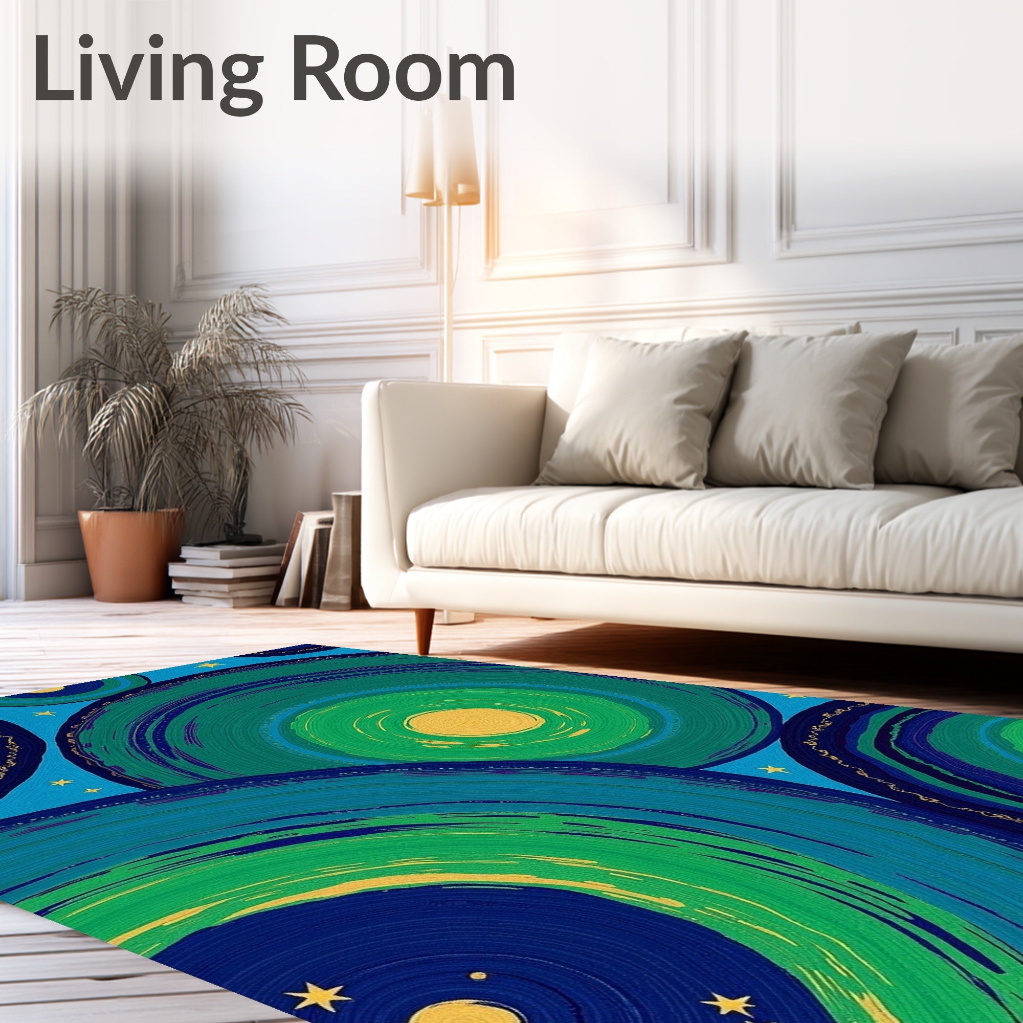 Vibrant Teal Swirl Galaxy Rug