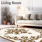 Brown Damask Floral Vintage Rug