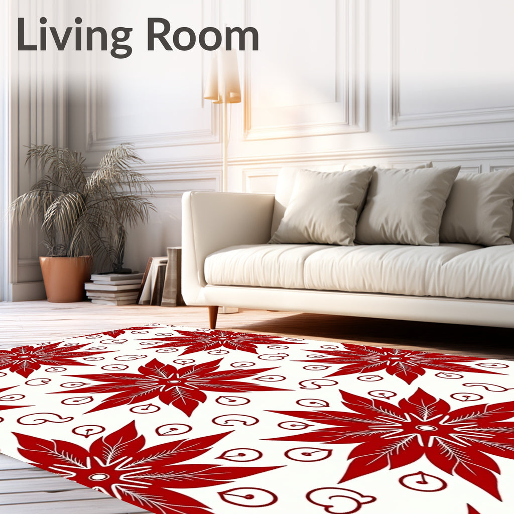 Vibrant Red Starburst Floral Rug