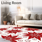 Vibrant Red Starburst Floral Rug