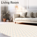 Cream Beige Interlocking Geometric Grid Rug