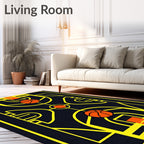 Golden Basketball Court Geometric Rug