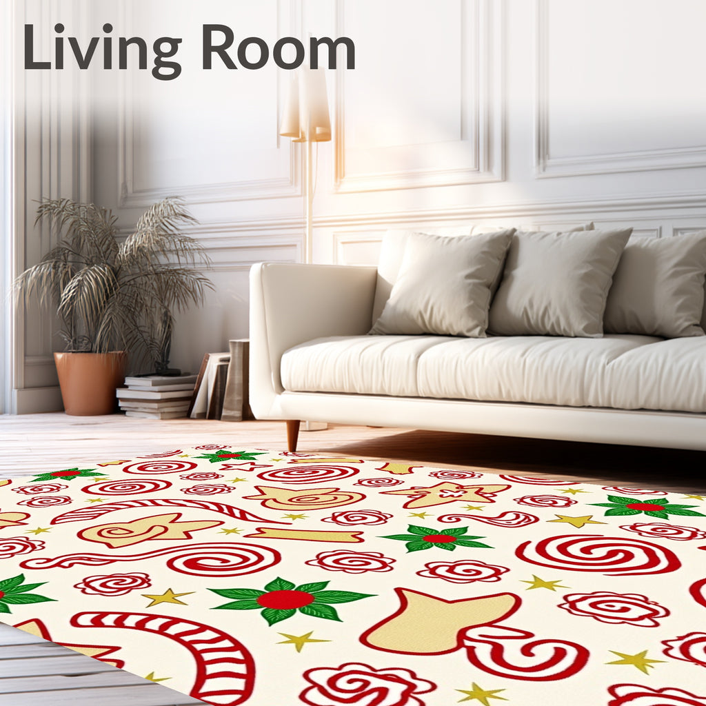 Festive Red White Gold Treat Medley Rug