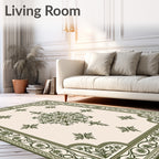 Elegant Green Central Medallion Floral Rug