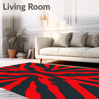 Bold Red Jagged Radiating Lines Rug