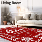 Red Snowflake Border Rug