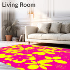 Bright Pink Yellow Floral Collage Rug