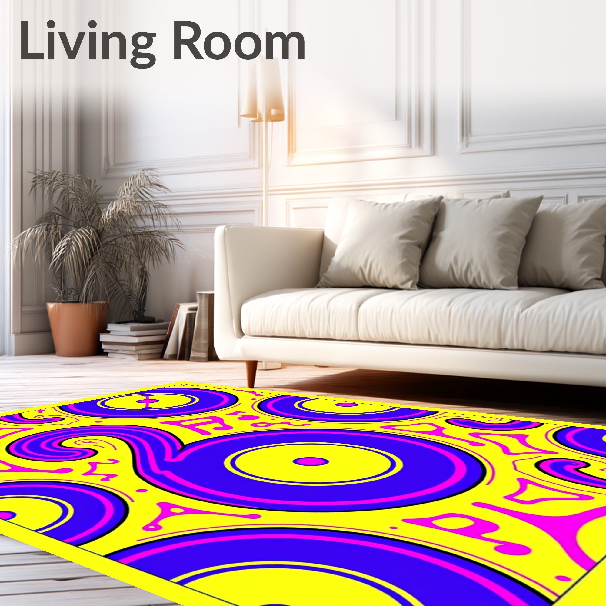Retro Pink Blue Yellow Vinyl Record Rug