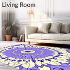 Purple Yellow Mandalas Radial Bloom Rug