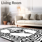 Black Skull Goth Border Medallion Rug