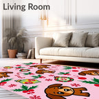 Whimsical Dachshund Christmas Ornaments Holly Rug