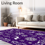 Winter Deer Snowflake Floral Border Rug