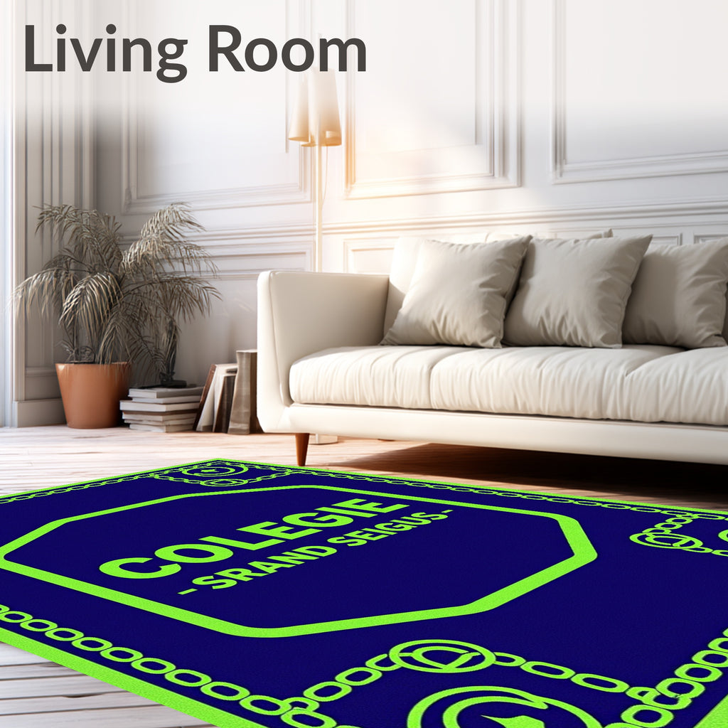 Neon Blue Chain Starburst Octagon Rug
