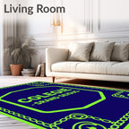 Neon Blue Chain Starburst Octagon Rug