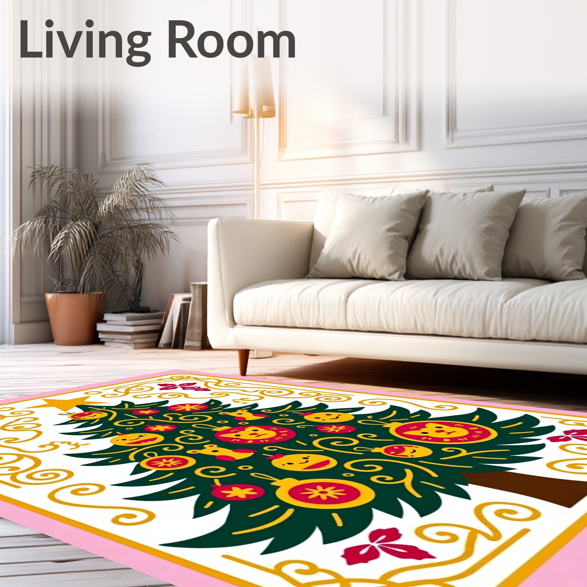 Whimsical Forest Friends Christmas Tree Rug