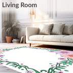 Whimsical Pastel Floral Vine Border Rug