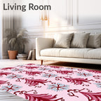 Crimson Fir Snow Flake Swirls Rug