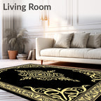 Black and Gold Filigree Medallion Rug