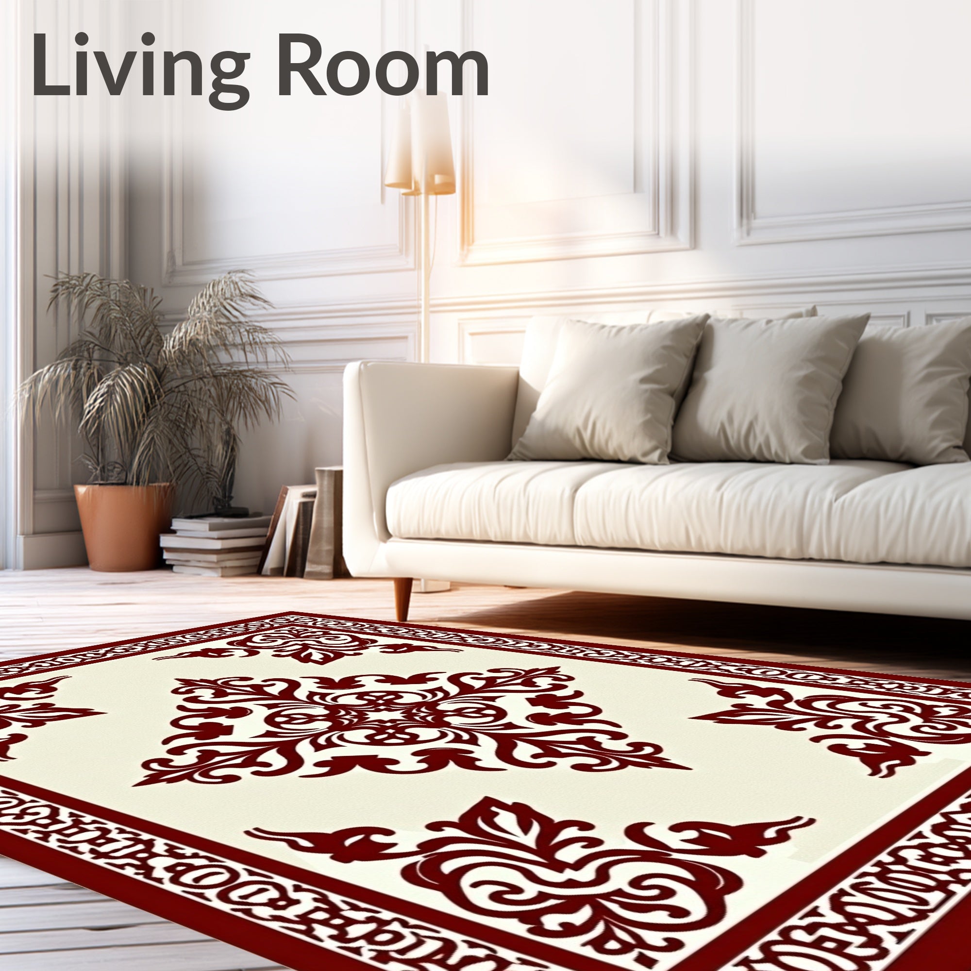 Crimson Flourish Central Medallion Rug