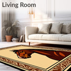 Rich Brown Horse Portrait Framed Art Rug