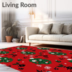 Festive Red Christmas Tree Snowman Rug