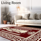 Crimson Sacred Figure Ornate Border Rug