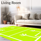 Bright Green Abstract Court Rug