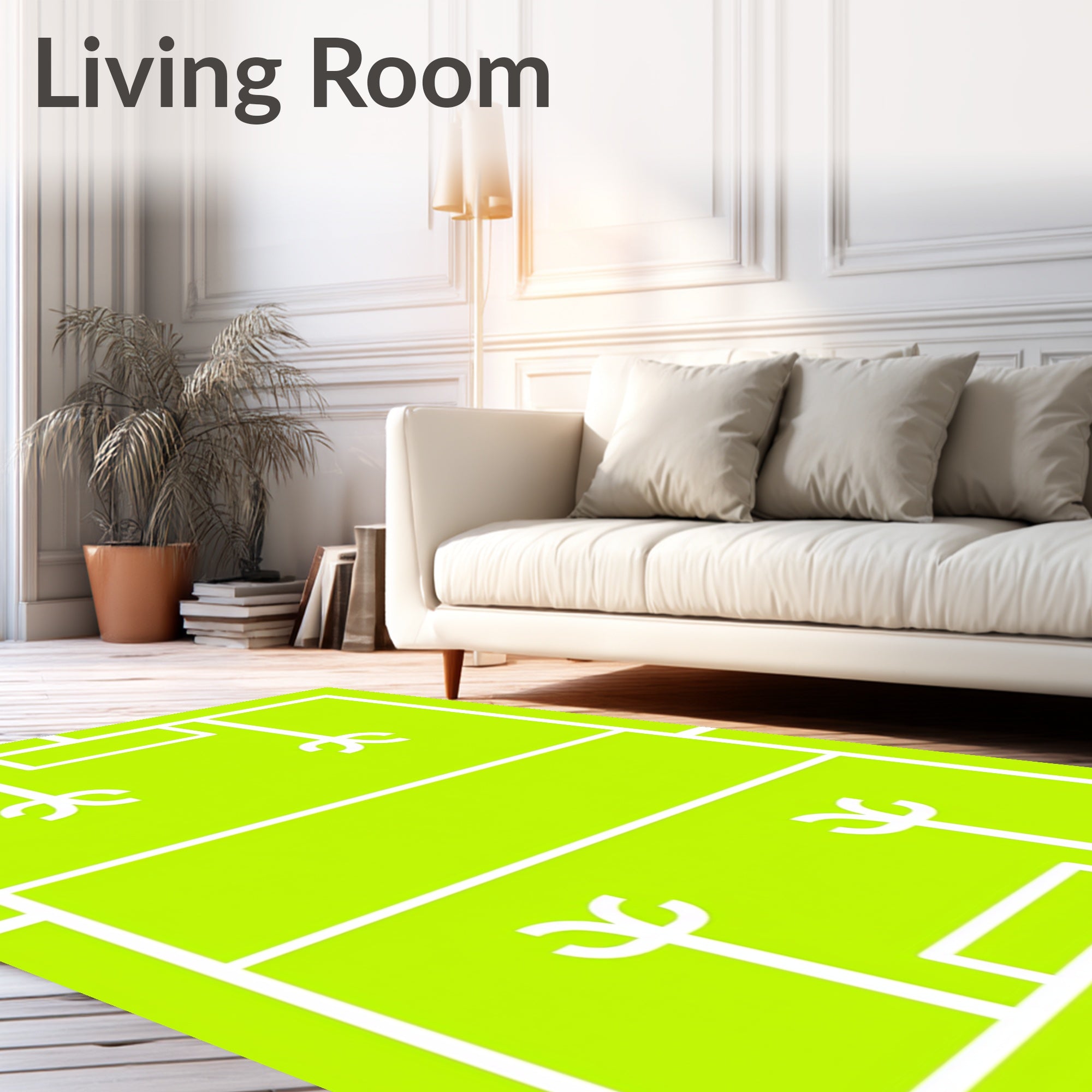 Bright Green Abstract Court Rug