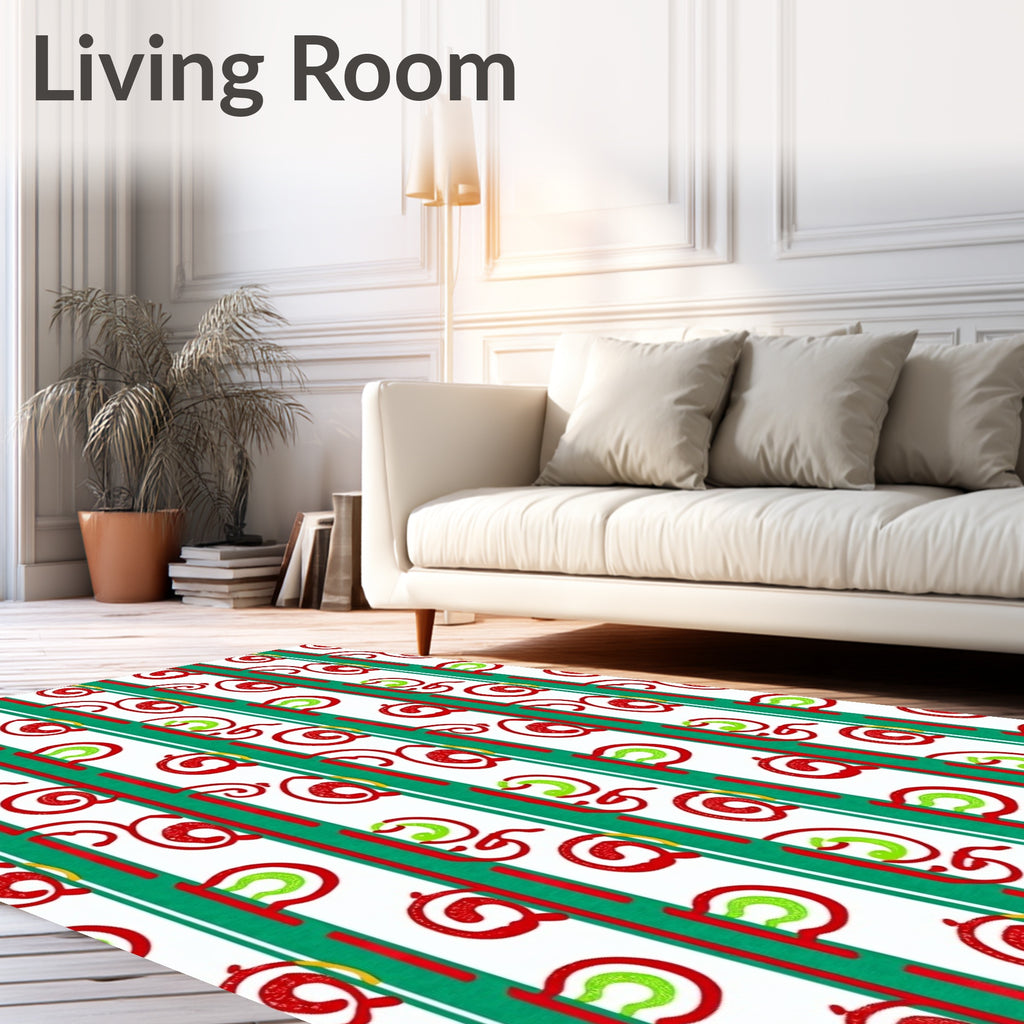 Verdant Red Swirl Stripe Rug