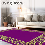 Regal Gold Orchid Border on Purple Rug