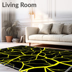 Bold Yellow Crackle Geometric Rug